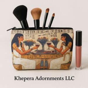 Egyptian Goddess Burlap Cosmetic Bag, Make-Up Case, Coin Purse, Pouch